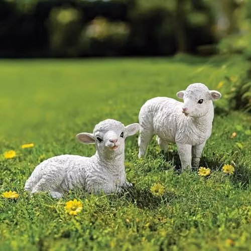 Coopers of Stortford Lottie Lamb Garden Ornament in White Polyresin, H 18.5 x W 12.5 x D 11 cm – 2