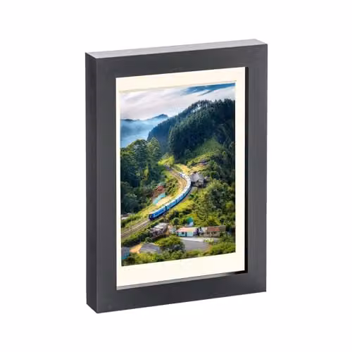 Nicola Spring Single Rectangular Photo Frame in Black with White Mount, 15 x 20 cm