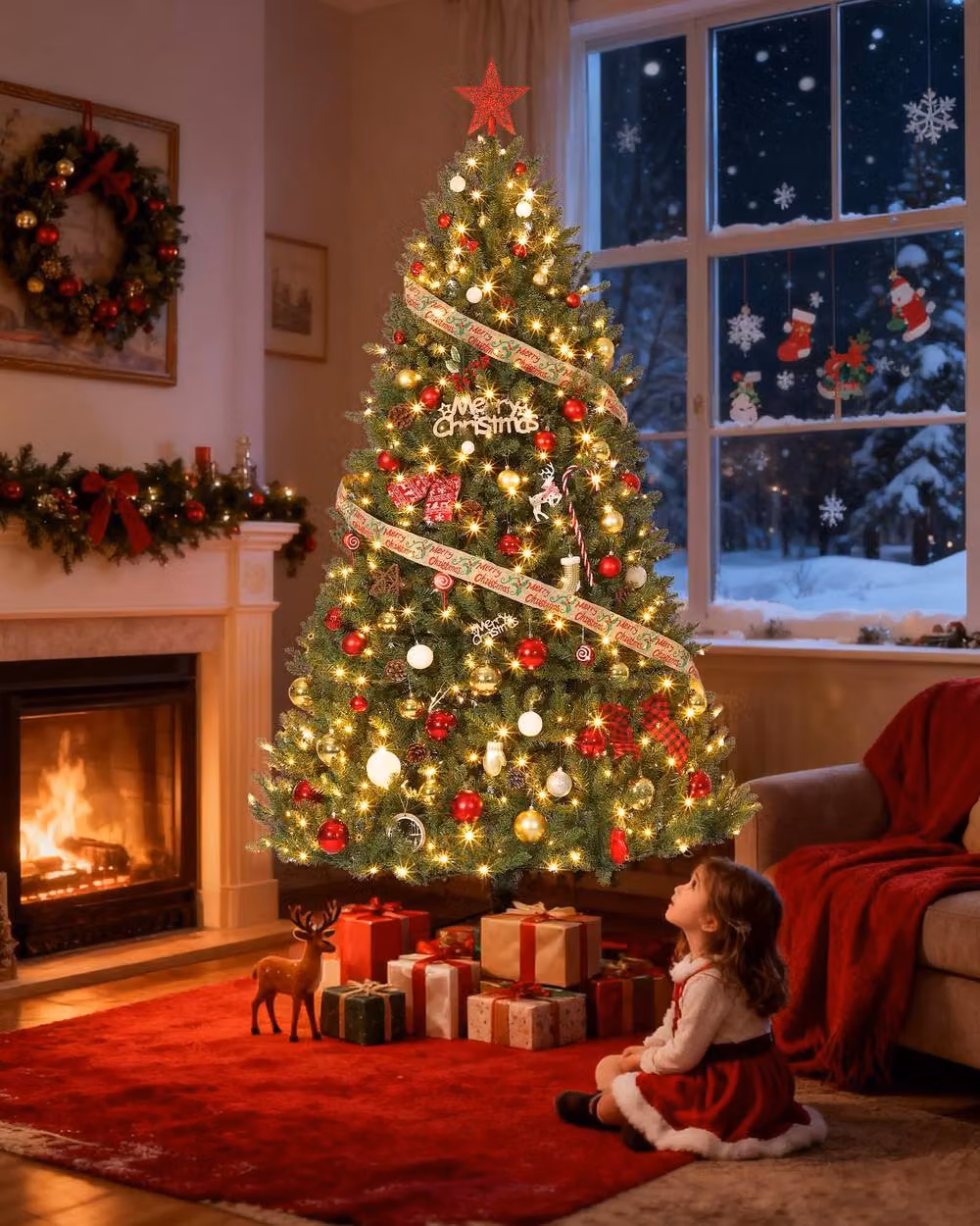 London Boutique 6ft Pre-Lit LED Artificial Christmas Fir Tree in Green – 2