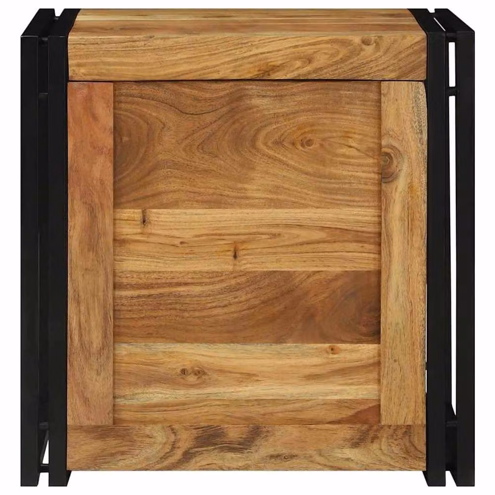 Berkfield Home Rustic Brown Acacia Wood and Metal Storage Box W/D/H: 50 x 50 x 50 cm – 3