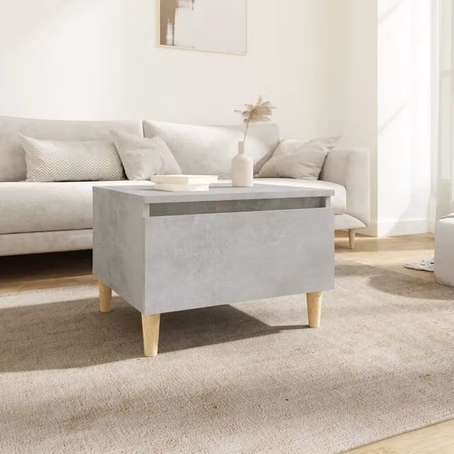 Berkfield Home Grey Side Table in Engineered Wood, W: 50 cm, D: 46 cm, H: 35 cm