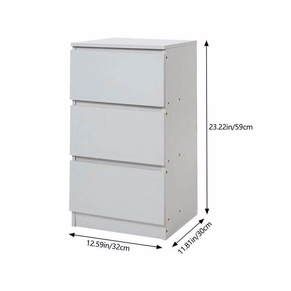 EONLION White 3 Drawer Bedside Storage Cabinet – 2