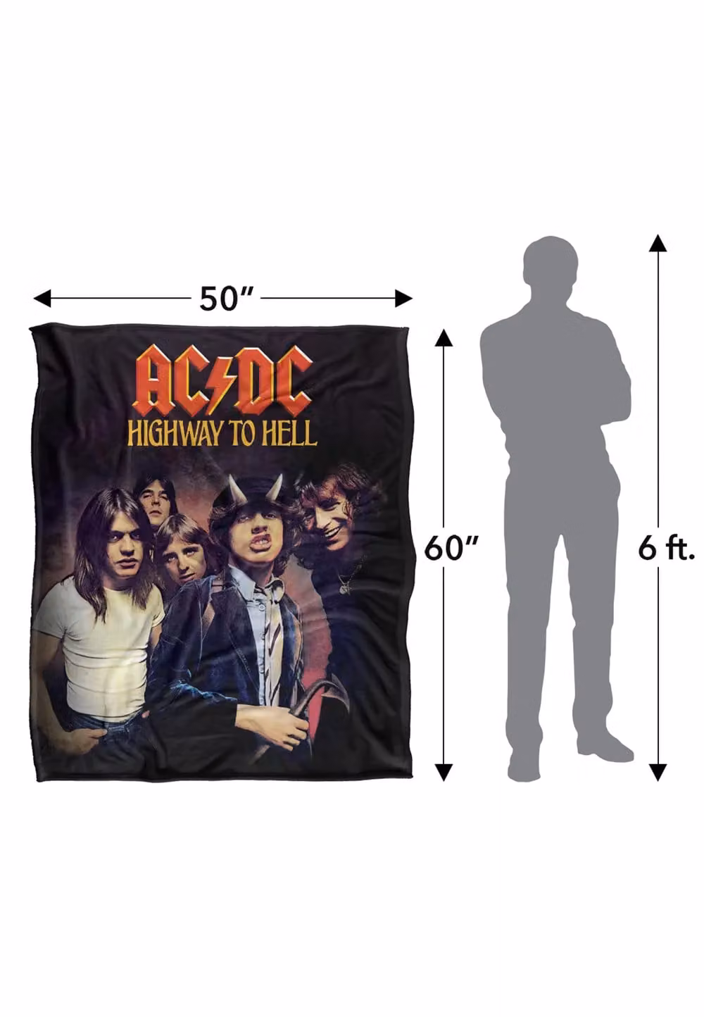 Trevco AC/DC Highway Silky Touch Super Soft Throw Blanket, White, W/D/H: 152 x 127 cm – 8