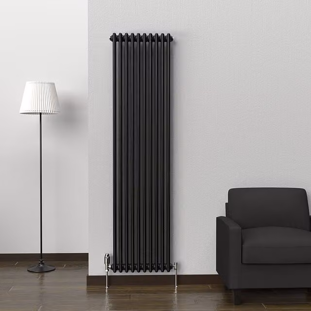 Lux Heat Vertical Coloured Column Radiator in Space Black, H 180 cm x W 47 cm