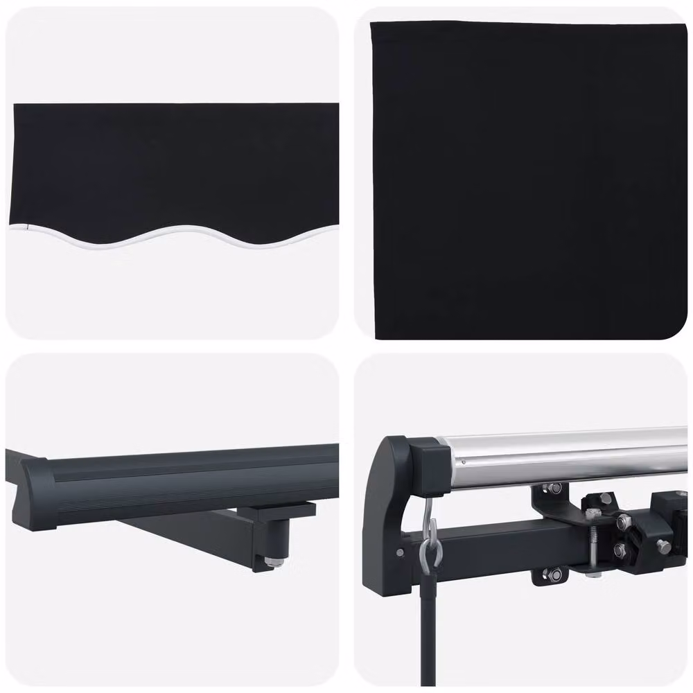 Berkfield Home Manual Retractable Folding Arm Awning in Black, W: 300 cm, D: 250 cm – 5