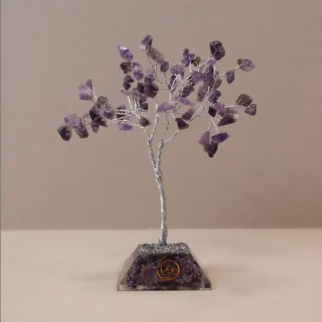 KDMD Amethyst Gemstone Tree with Organite Base in Blue and Purple – 1