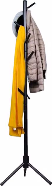 Pirlo Plush Black Wooden Adjustable Coat Stand with 8 Hooks