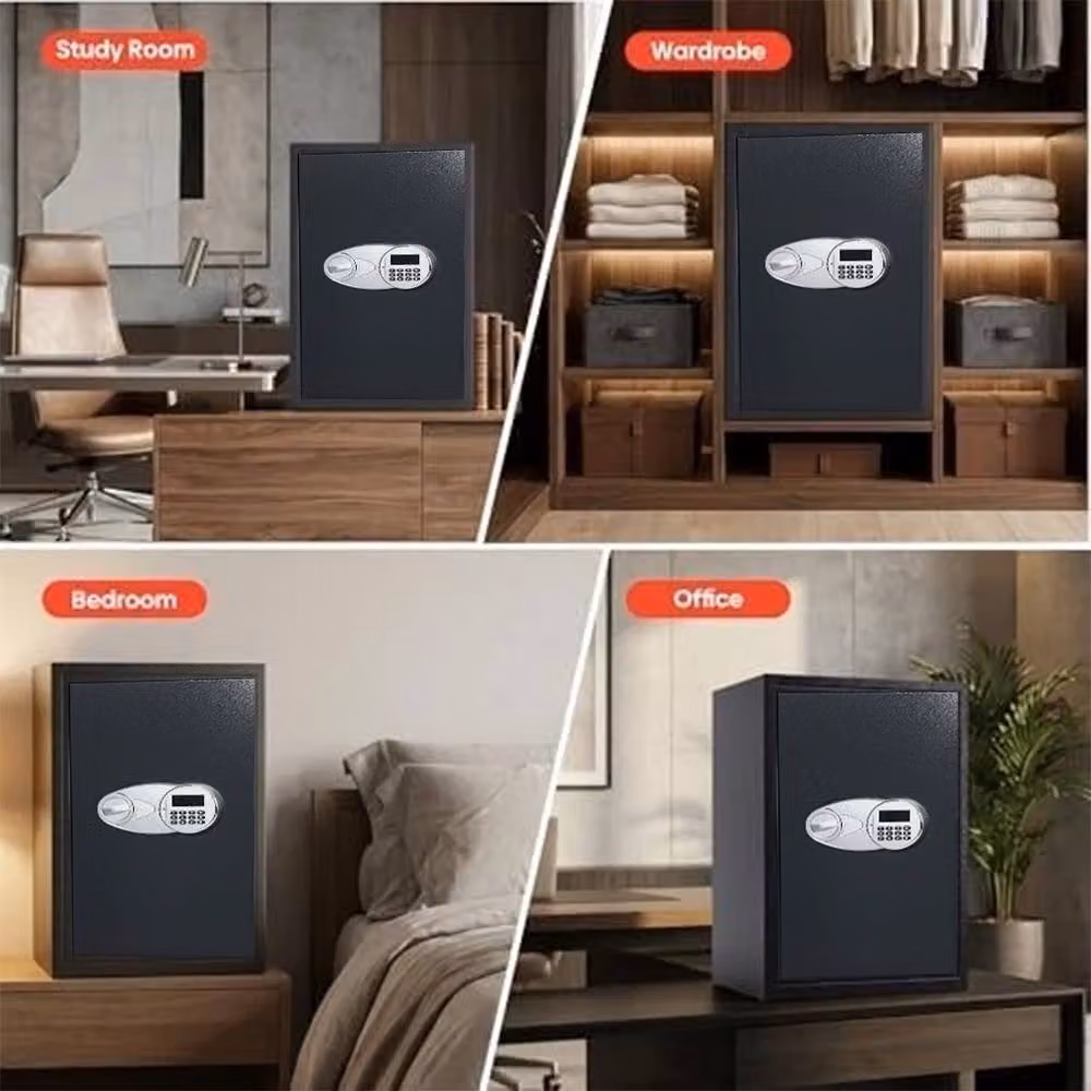 Ventryn Large Fireproof Digital Safe Box with Electronic Key and Password Security in Black, W/D/H: 38 x 65 x 31 cm – 3