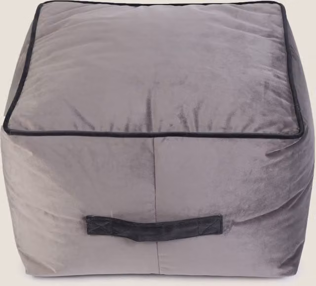 Kaikoo Grey Velvet Square Cube Pouffe