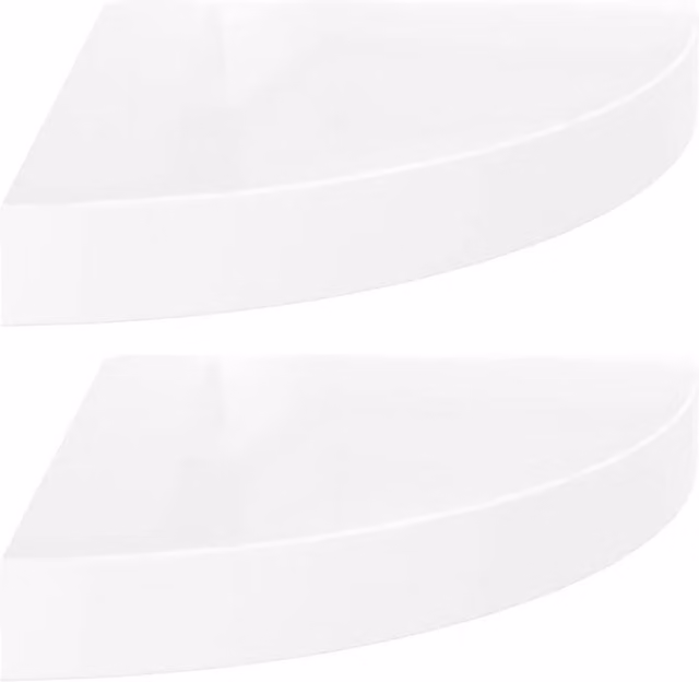 Berkfield Home High Gloss White Floating Corner Shelves, 2 Pack, W/D/H: 25 x 25 x 3.8 cm