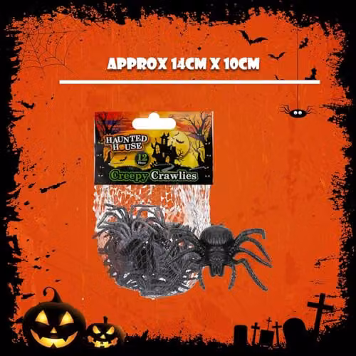 VFM e-Store Halloween Creepy Crawlies Spiders Party Pack in Black – 3