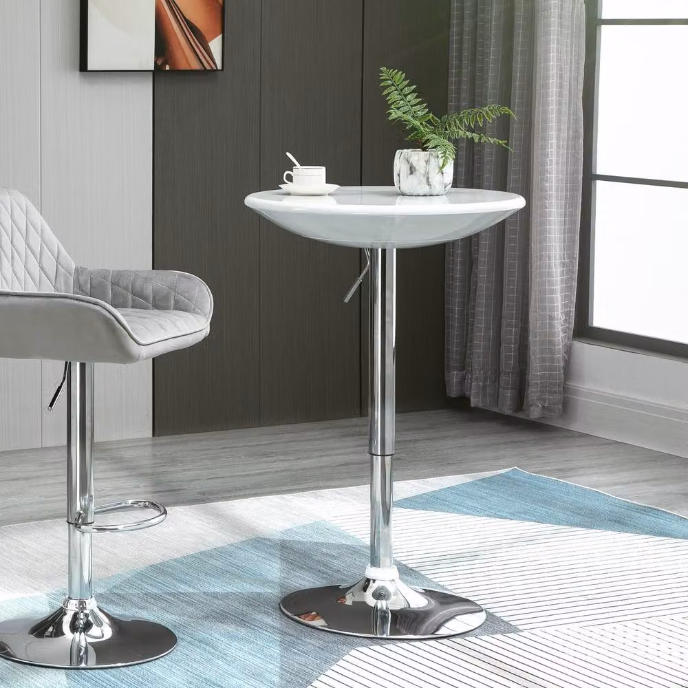 STILVORA White Bar Table with Adjustable Height and Swivel Top, W/D/H: 61.0 x 61.0 x 97.0 cm – 2