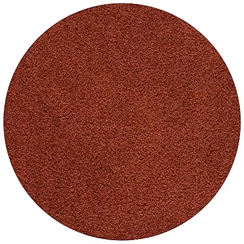 THE RUGS Terra Plain Soft High Pile Shaggy Round Rug in Orange, Diameter: 120 cm – 4