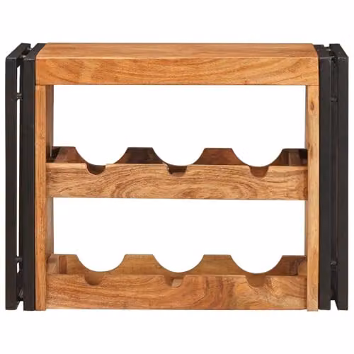 vidaXL Industrial Wine Rack in Brown Solid Acacia Wood and Metal, W: 60 cm, D: 33 cm, H: 45 cm – 4