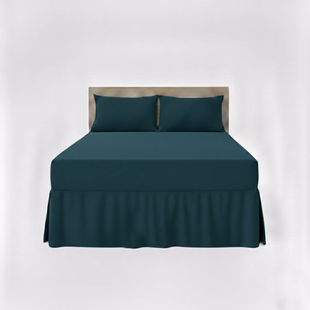 Snug City King Size Fitted Valance Bed Sheet in Teal Polycotton with Frill, W/D/H: 180 x 200 cm – 2