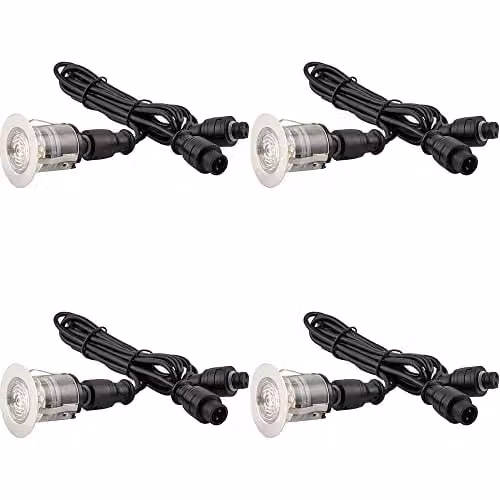Loops 4 Pack Single 35mm Recessed Decking Light Module, CCT LED, Silver Stainless Steel and Transparent Polycarbonate