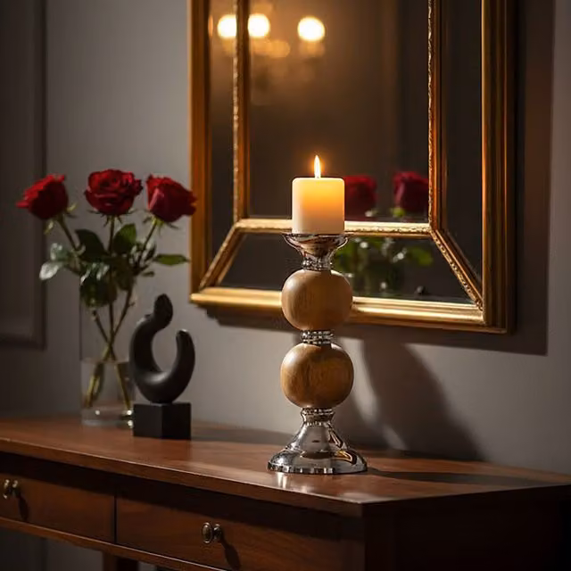 Orsina Hampstead Medium Pillar Candle Holder in Silver, Brown or Beige – 2