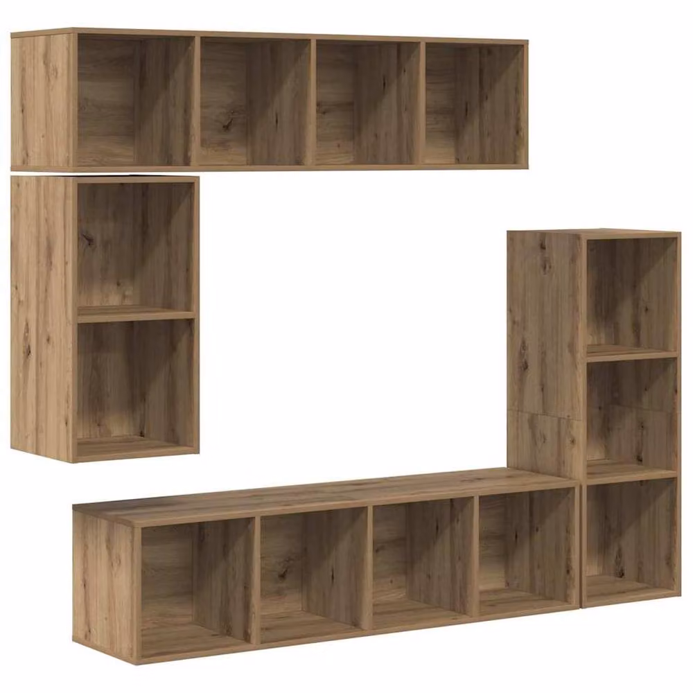 Berkfield Home Modern Wall-mounted 4 Piece Storage Set in Artisan Oak Brown – 3