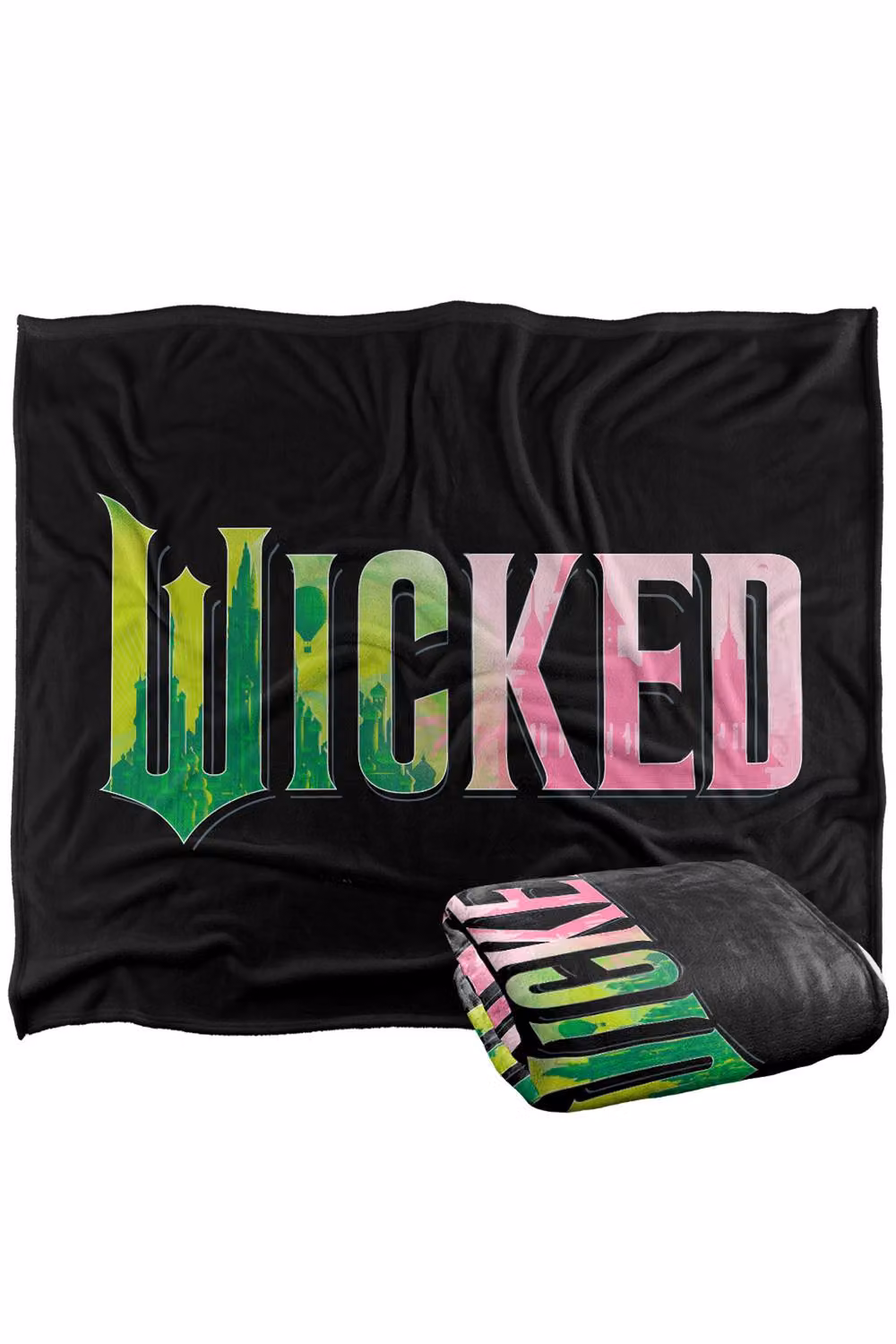 NBCU Wicked Pink and Green Logo Super Soft Throw Blanket, Large (W: 127.0 cm, D: 152.4 cm) – 2