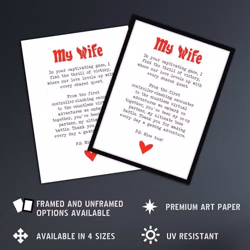 Artery8 Love Poem Gamer Nerd Wife Romantic Poetry Wall Art Poster Print on White Thick Paper, W/H: 45.7 x 61 cm – 2