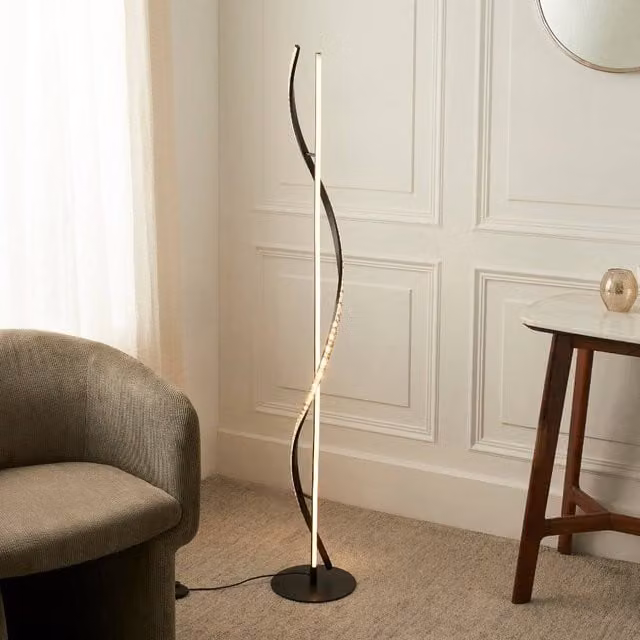 Pagazzi Hyde LED Floor Lamp in Matte Black and Crystal