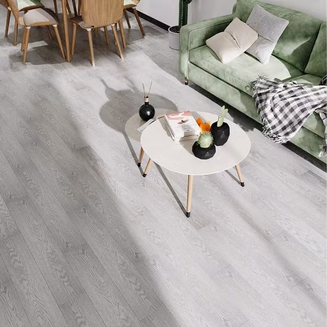 Livingandhome Set of 20 Self-Adhesive Wood-Look PVC Flooring Planks in Grey