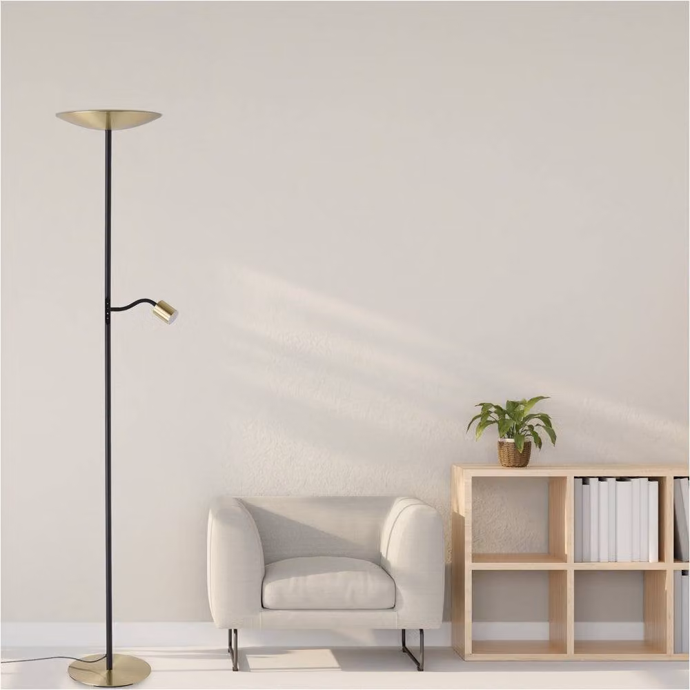 Loops Modern LED Floor Lamp in Brushed Brass and Black with Warm White Light – 2