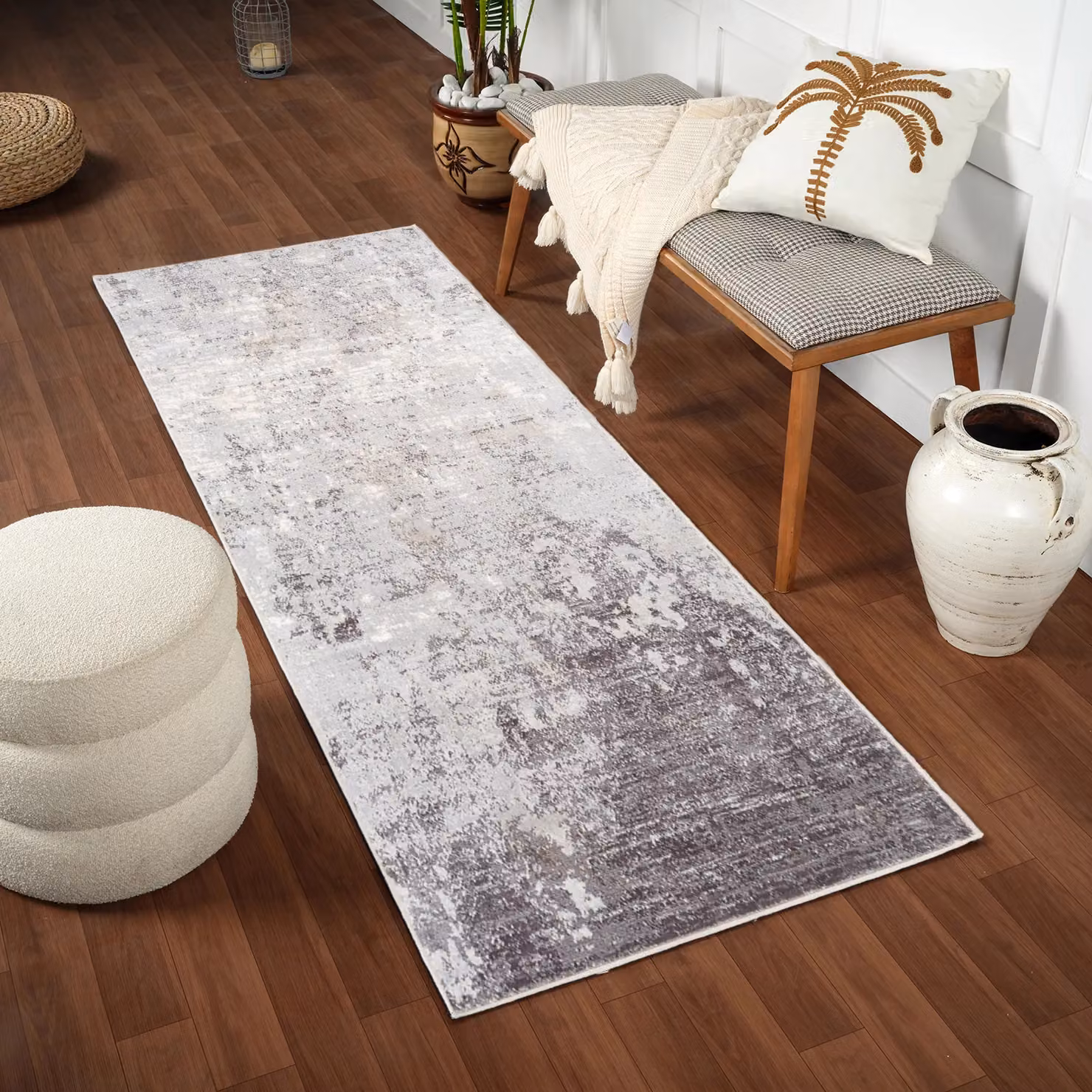 Livabliss Wanderlust Abstract Modern Marble Rug in Grey, Blue and Silver, W/D/H: 200 x 200 x 1 cm – 5