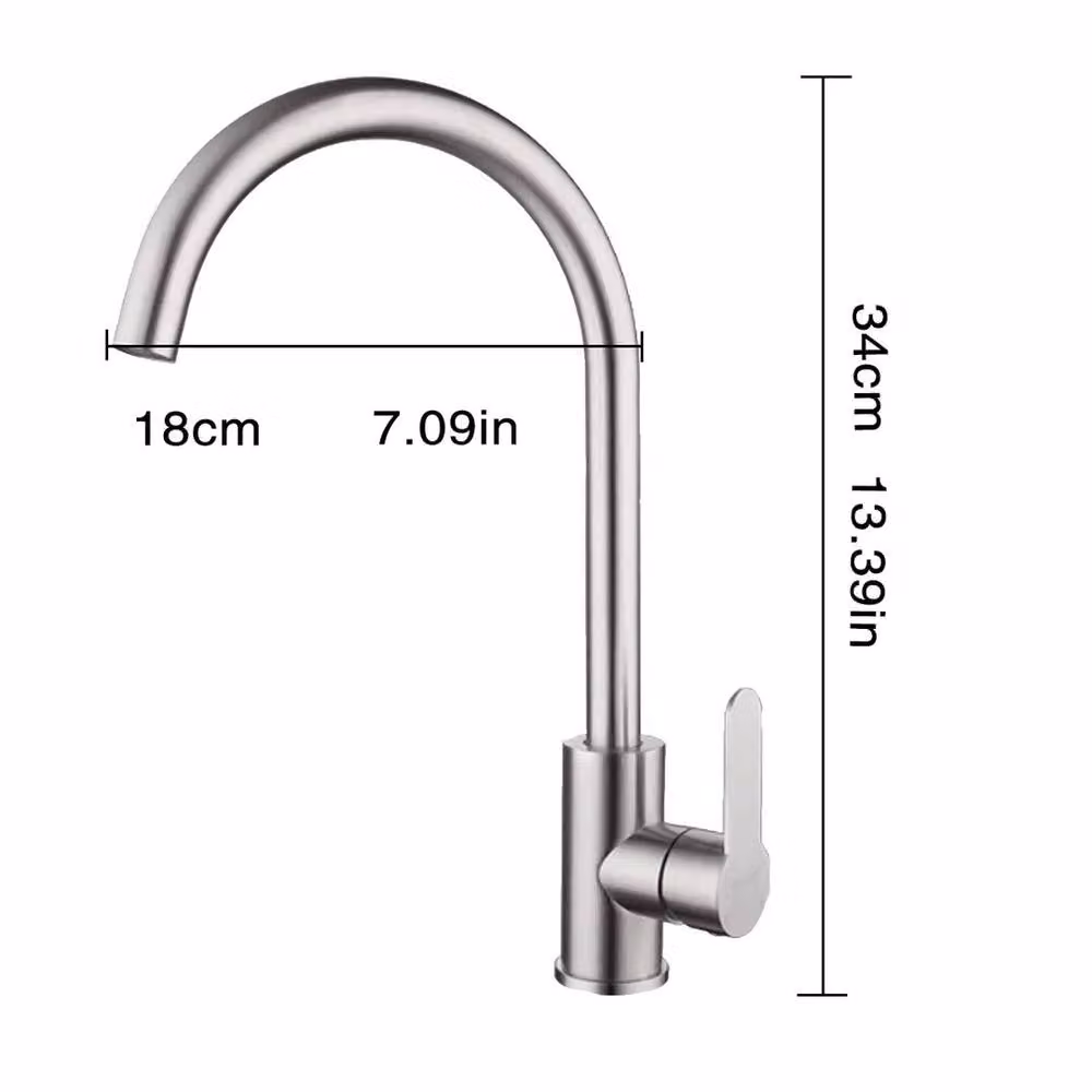 Kelvenix Kitchen Sink Mixer Tap with 360 Swivel Spout in Brushed Silver Stainless Steel – 2