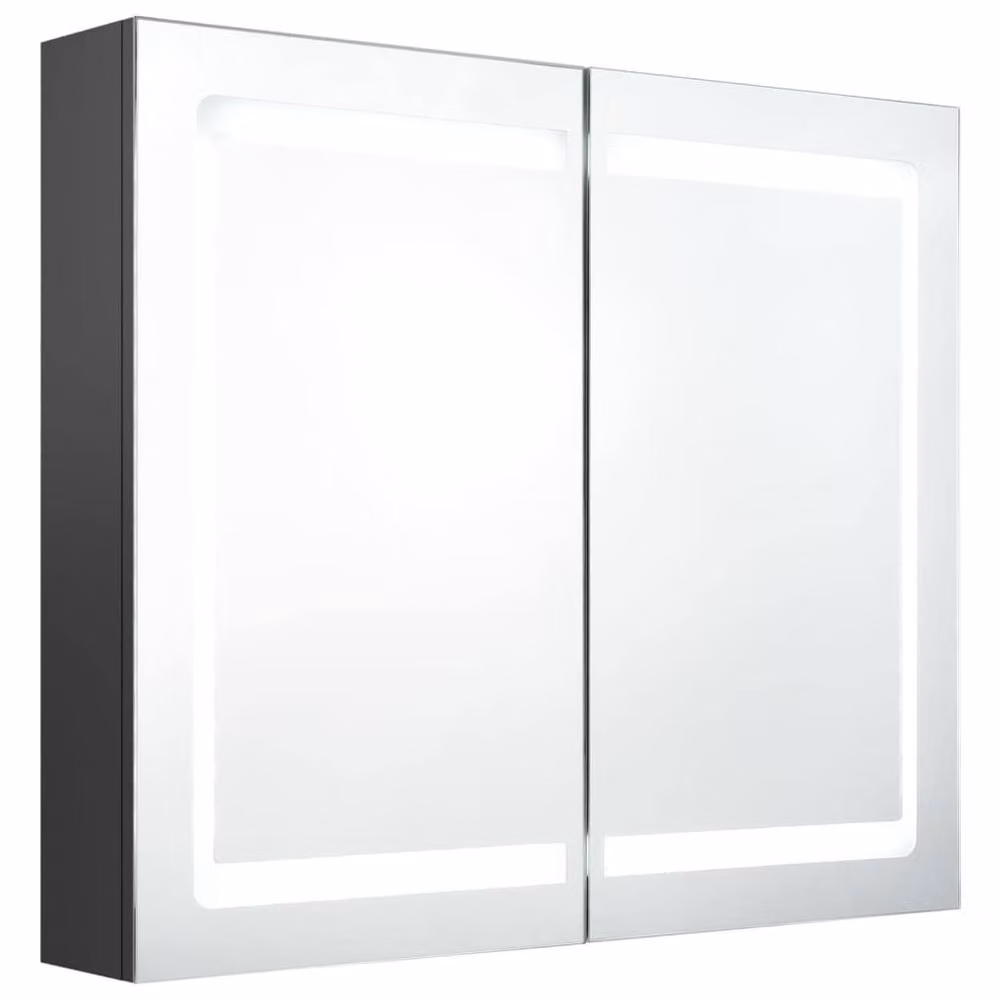 Berkfield Home Modern LED Bathroom Mirror Cabinet in Grey, W/D/H: 80 x 12 x 68 cm – 2