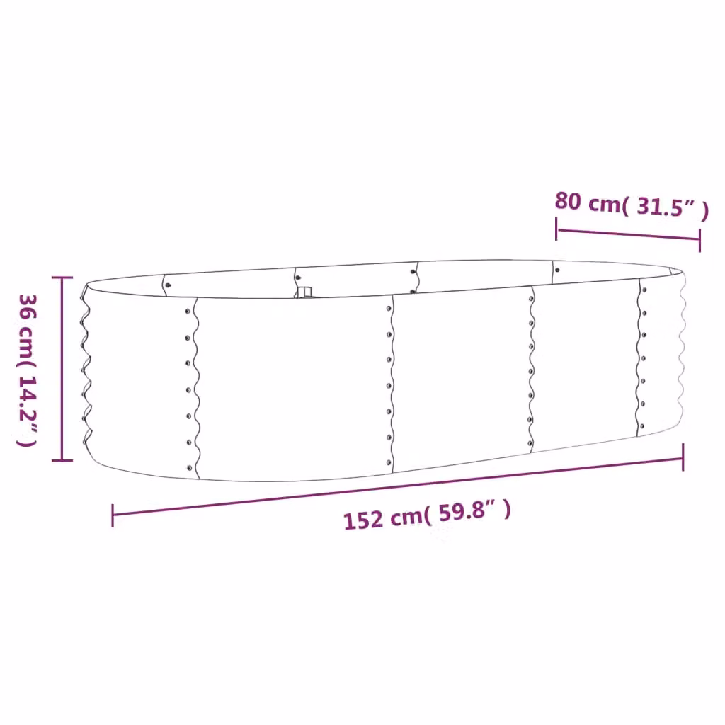 Berkfield Home Garden Powder-coated Steel Raised Bed in Anthracite Black, W/D/H: 152 x 80 x 36 cm – 3