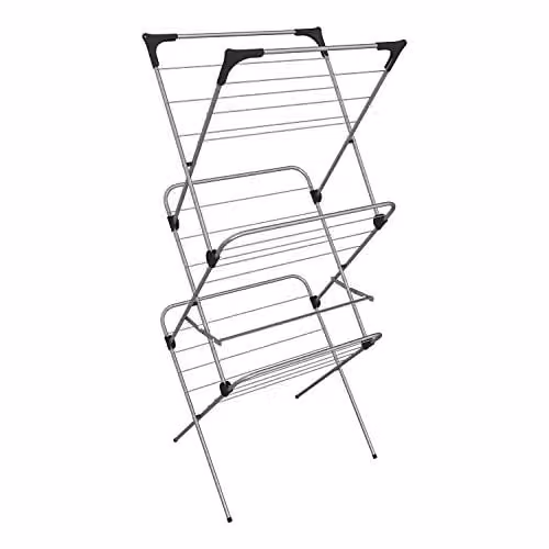 Vileda Sprint 3-Tier Foldable Clothes Airer in Silver with 15 m Washing Line – 1