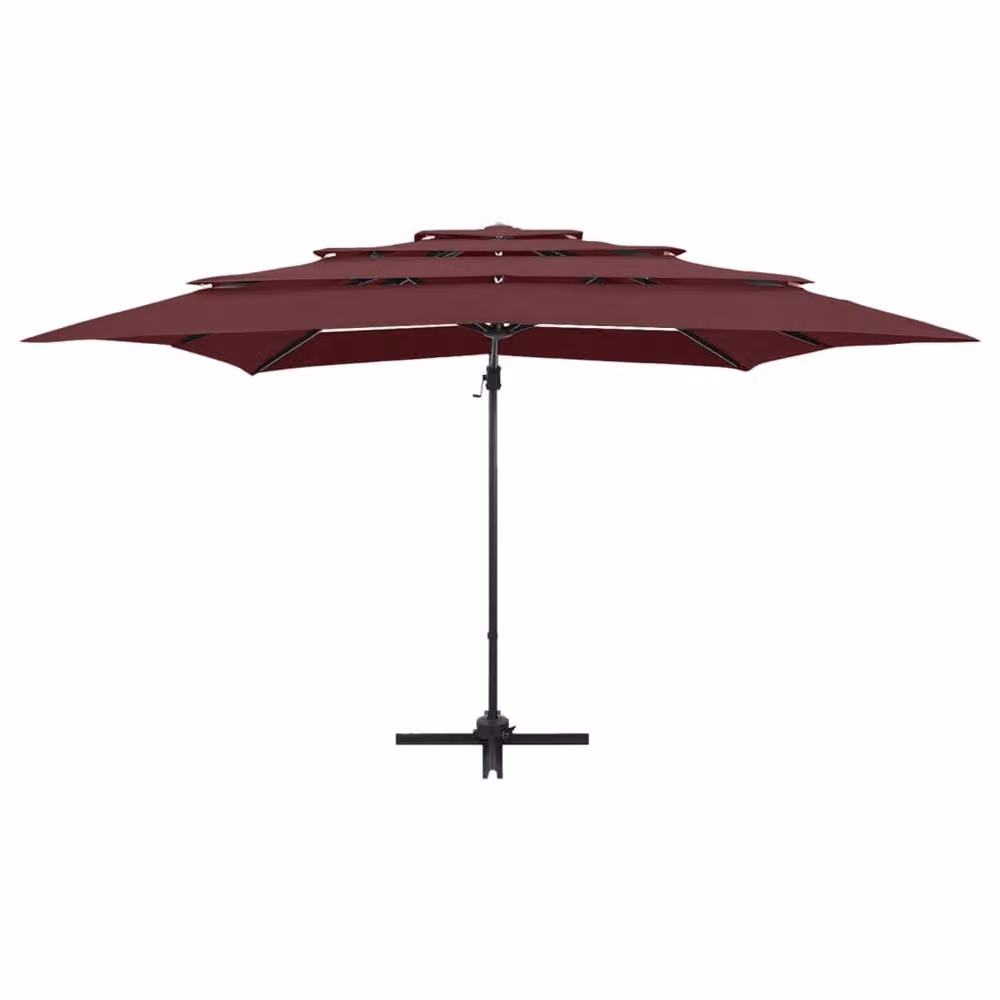 Berkfield Home 4-Tier Parasol with Aluminium Pole, Red, W: 250 cm, D: 250 cm, H: 246 cm – 3