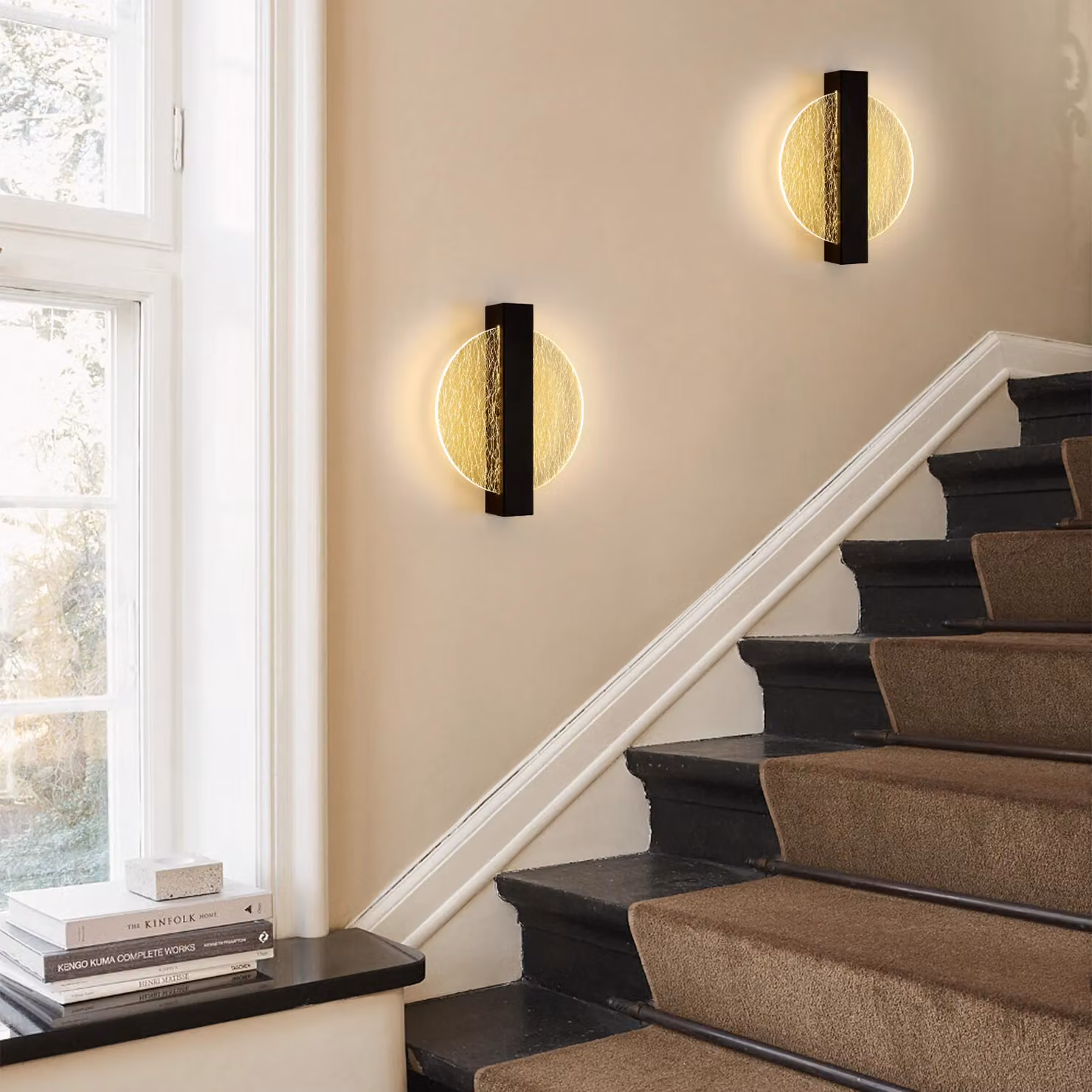 Pheashine Modern Acrylic and Metal LED Wall Lamp, Warm White, Black, Diameter: 25 cm – 6
