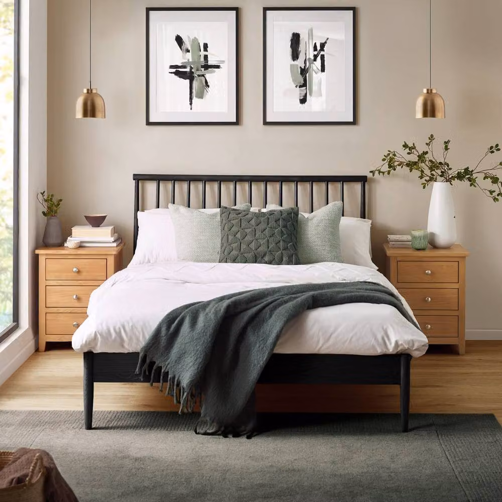 Cheshire Magnolia Black Spindle Bed Frame, Double (W: 135 cm, L: 190 cm) – 2