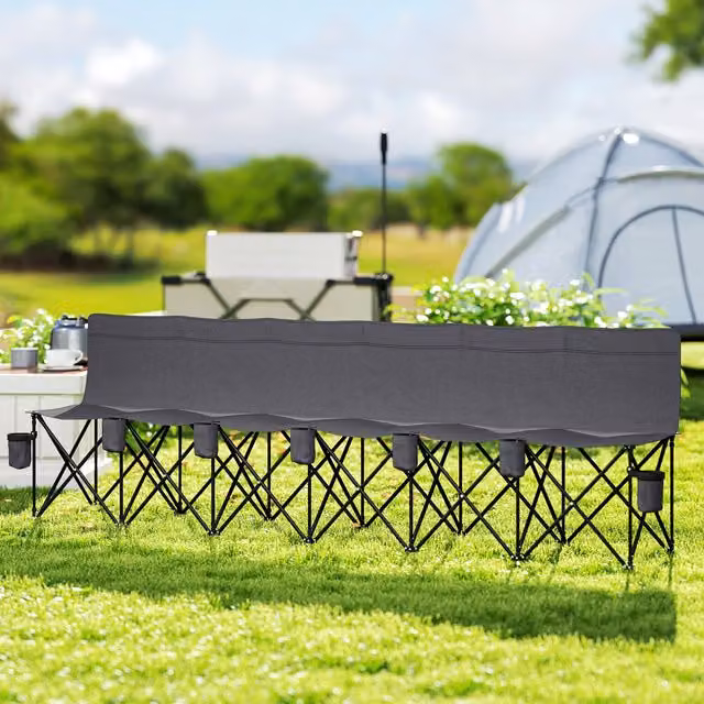 Outsunny Grey Folding Multi Deck Chair with Cup Holder