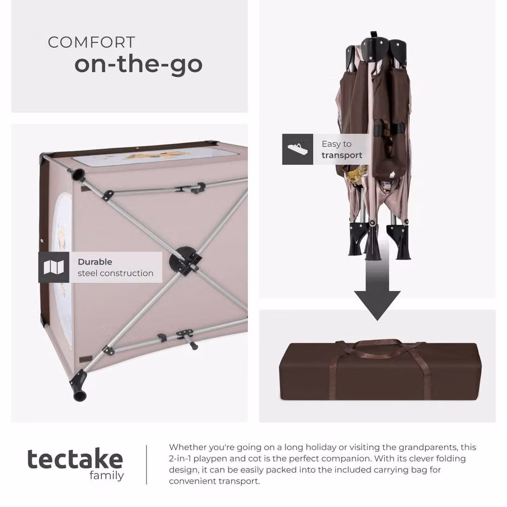 tectake Tommy Junior Playpen in Brown – 3