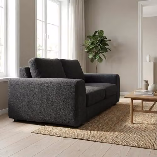 Abakus Direct Boston 3 Seater Fabric Sofa in Black with Solid Wood Frame – 4