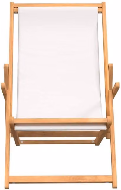 Berkfield Home Beautiful Folding Beach Chair in Beige Teak Wood with UV-Resistant Polyester Fabric