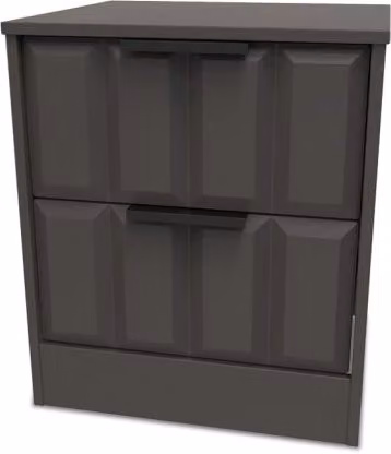 Welcome New York Modern 2 Drawer Small Bedside Table in Grey Metal
