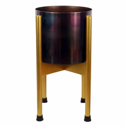 LeafUK Gold and Multicolour Metal Leaf Planter for Tabletop Use – 1