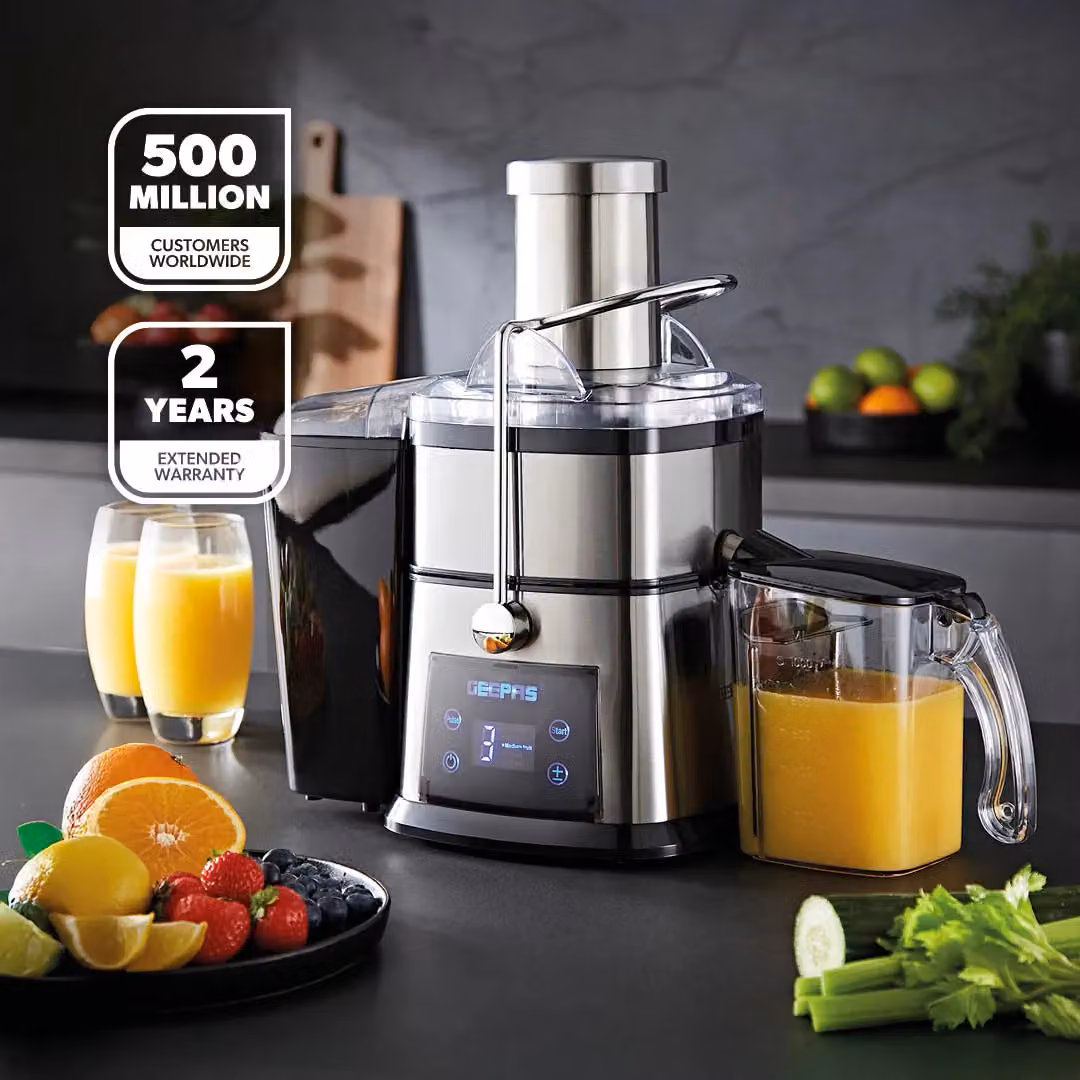 Geepas Digital Centrifugal Juice Extractor in Silver, 800W with 1L Jug and 5 Speed Touch Control – 2