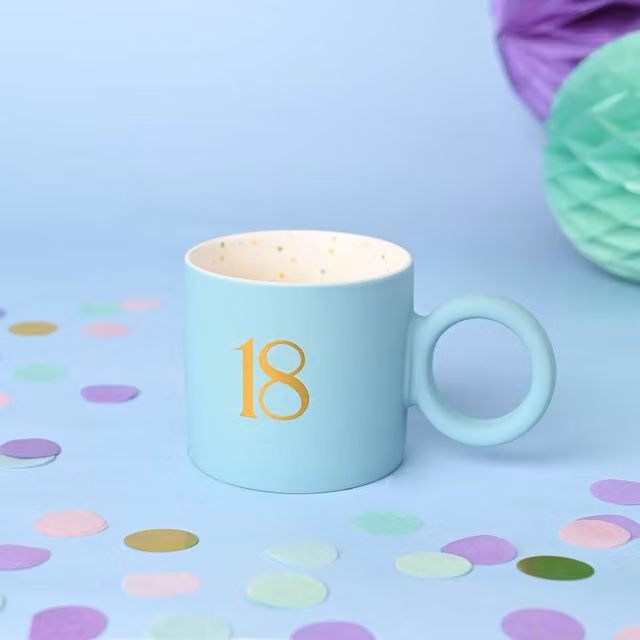 Widdop and Co 18th Birthday Blue and Gold Ceramic Tea and Coffee Mug