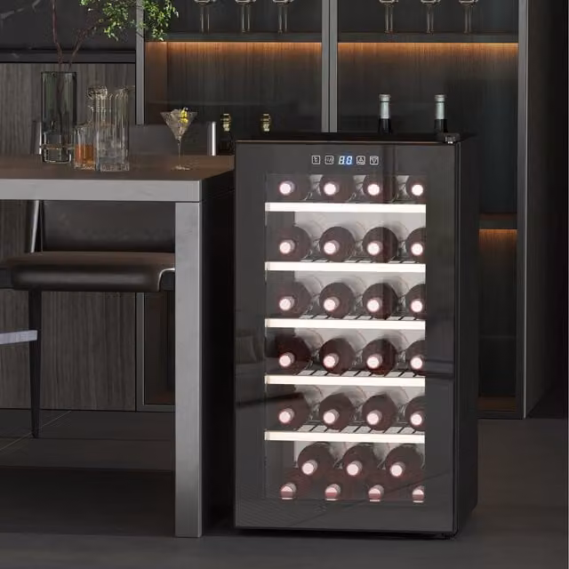 HOMCOM 41 Bottle Wine Cooler Fridge with Digital Touch Screen and Glass Door, Black
