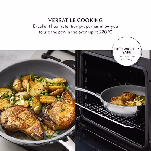 Sur La Table Silver Stainless Steel and Ceramic Non-Stick Frying Pan, 28 cm – 3