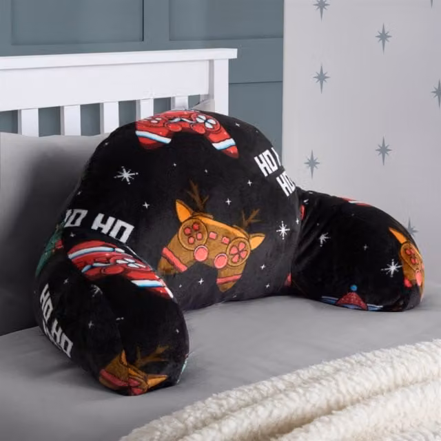 OHS Christmas Gaming Print Kids Fleece Cuddle Wedge Reading Pillow, Black, W/D/H: 45 x 45 x 30 cm – 1