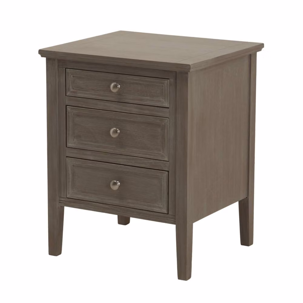 Wyld Haus Laurelbrook Three Drawer Wooden Bedside Table in Grey – 2