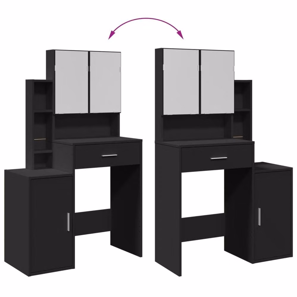 Berkfield Home Beautiful Dressing Table with Cabinet in Black, W/D/H: 80 x 35 x 132 cm – 3