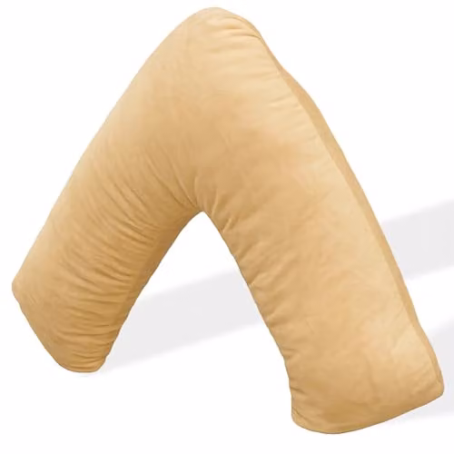 Aamira Adjustable Memory Foam Wedge Pillow with Removable Beige Velvet Cover for Neck, Shoulder and Back Support – 1
