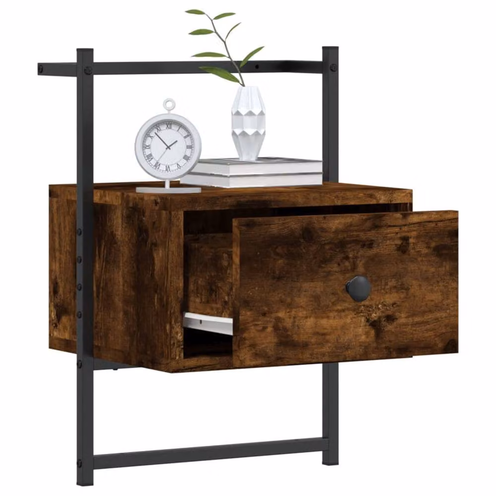 Berkfield Home Wall-mounted Bedside Cabinet in Smoked Oak Brown, W/D/H: 35 x 30 x 51 cm – 2